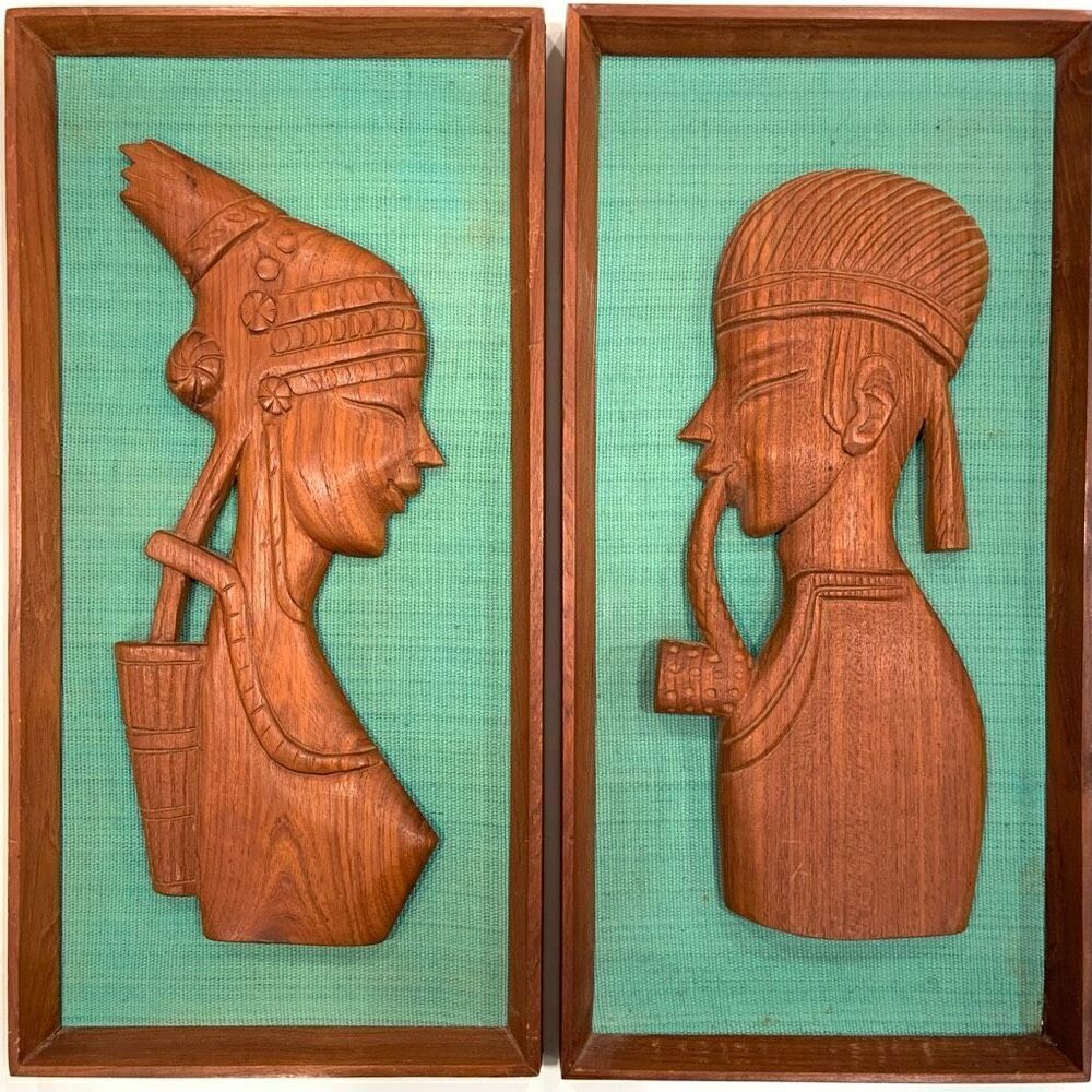 MCM 60’s Carved Teak Wood Indonesian Art
